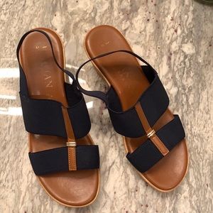 Italian Shoemakers navy elastic wedges